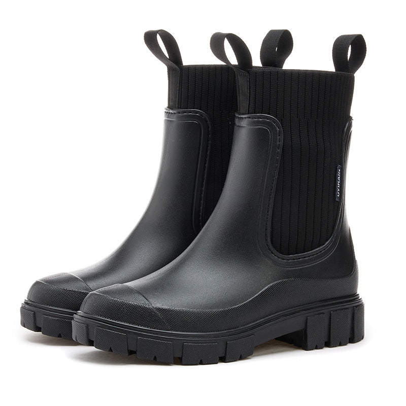 Vattentäta Halkfria Boots med Tjock Sula i Mellanlängd