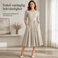 💎 Exklusivt erbjudande – A-linjeformad midiklänning för damer i ribbat stickat 👗 Rund hals, 3/4-ärmar och bekväm passform med fickor ✨