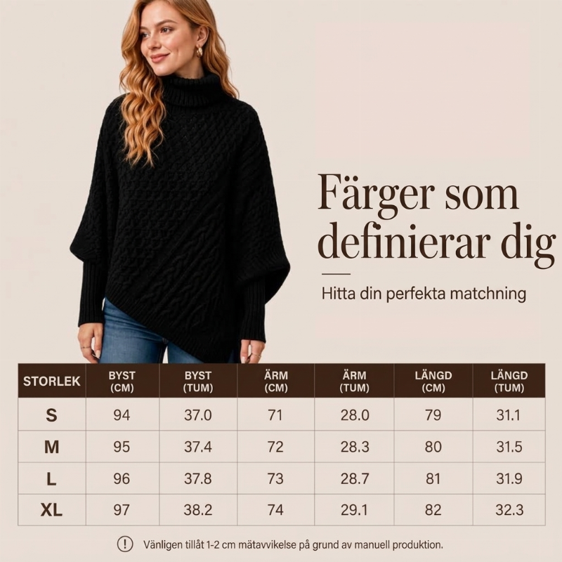 Nyhetserbjudande✨|Mysig kabelstickad ponchotröja för kvinnor – elegant värme för höst och vinter