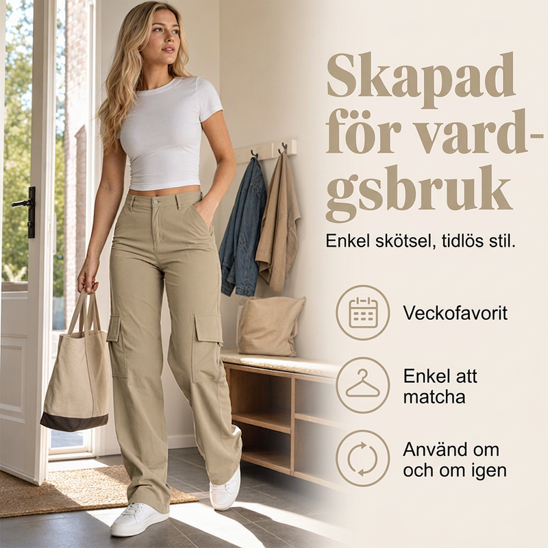 Nyhetserbjudande✨|Bekväma cargo-byxor med hög midja för vardagens alla dagar