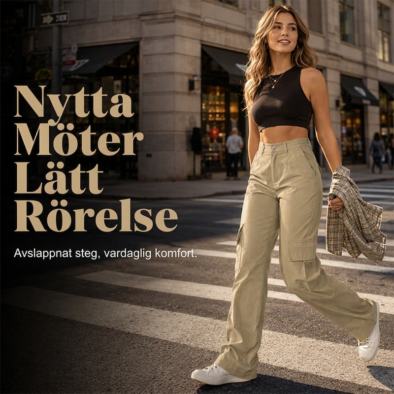 Nyhetserbjudande✨|Bekväma cargo-byxor med hög midja för vardagens alla dagar