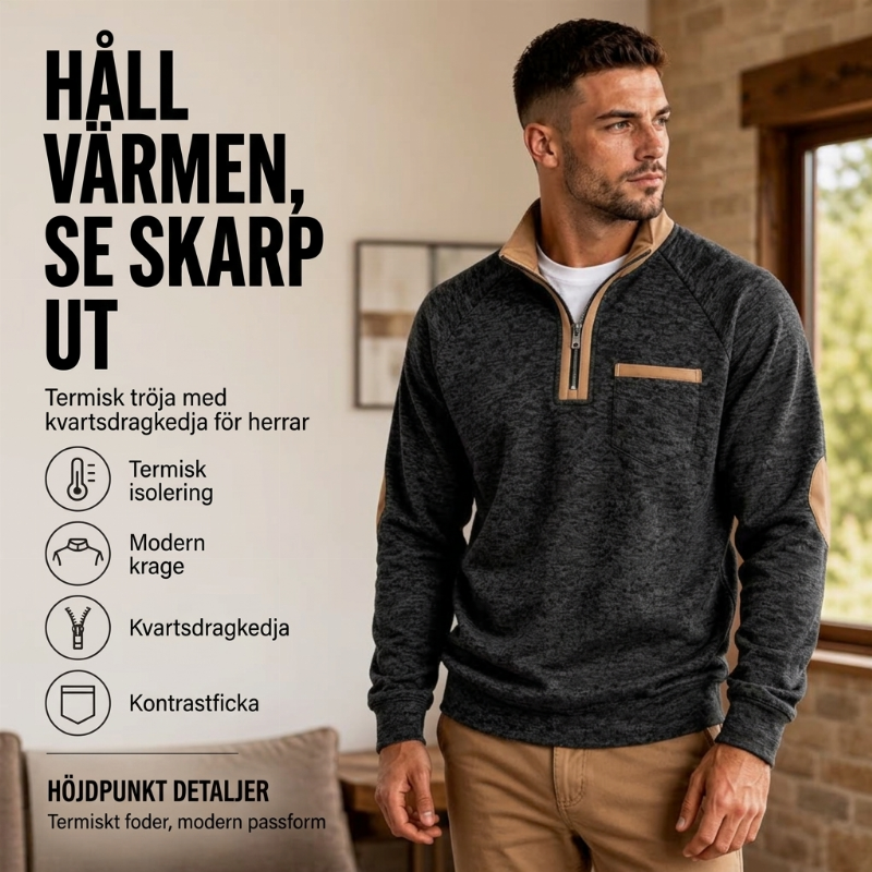 Bästsäljare🔥|Varm herrtröja med kvartsdragkedja – stilren komfort för kalla dagar