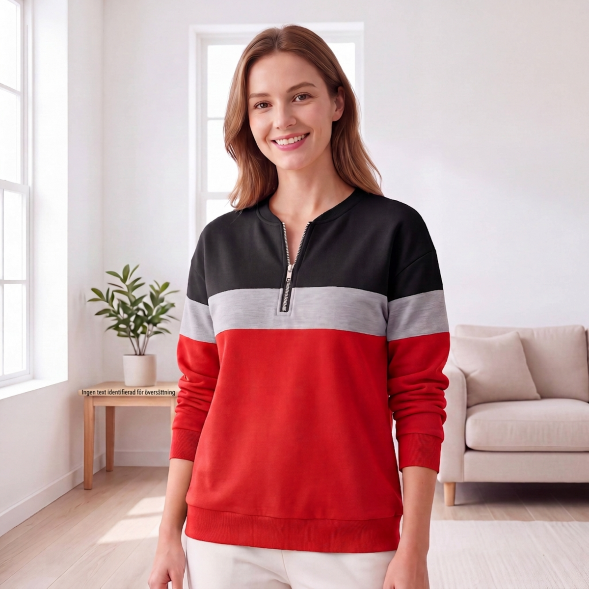 🍂Höstens bästsäljare|Mjuk stickad halvzip-tröja för kvinnor med elegant färgblockdesign