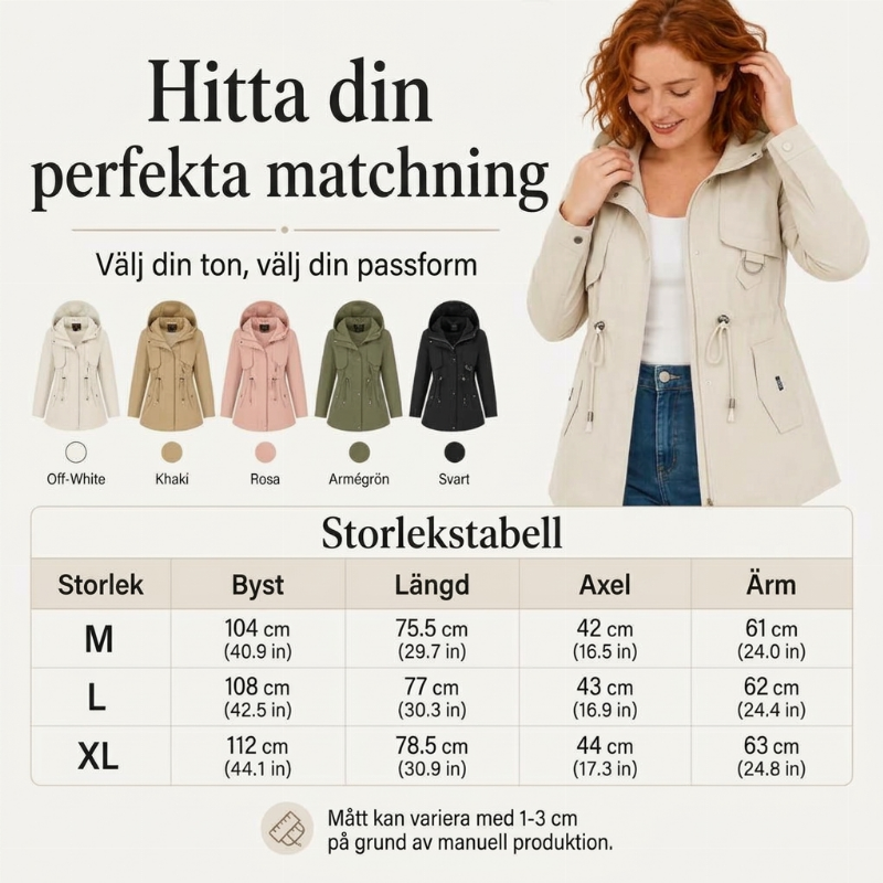 🍂Höstens bästsäljare|Elegant Halvlång Damjacka med Huva – Vindskyddande, Lätt och Bekväm för Hösten