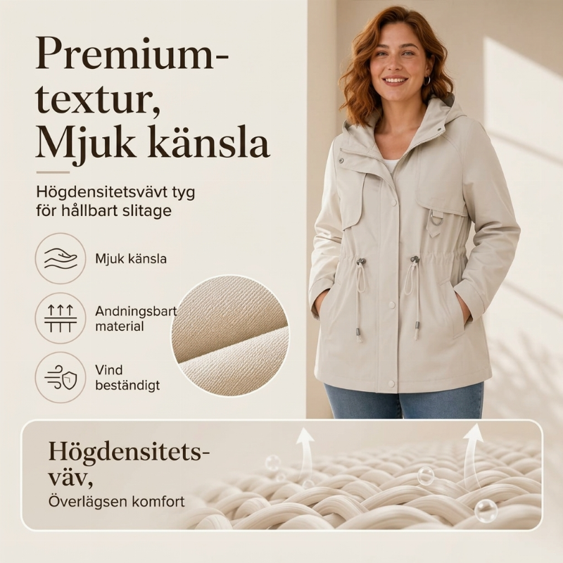 🍂Höstens bästsäljare|Elegant Halvlång Damjacka med Huva – Vindskyddande, Lätt och Bekväm för Hösten