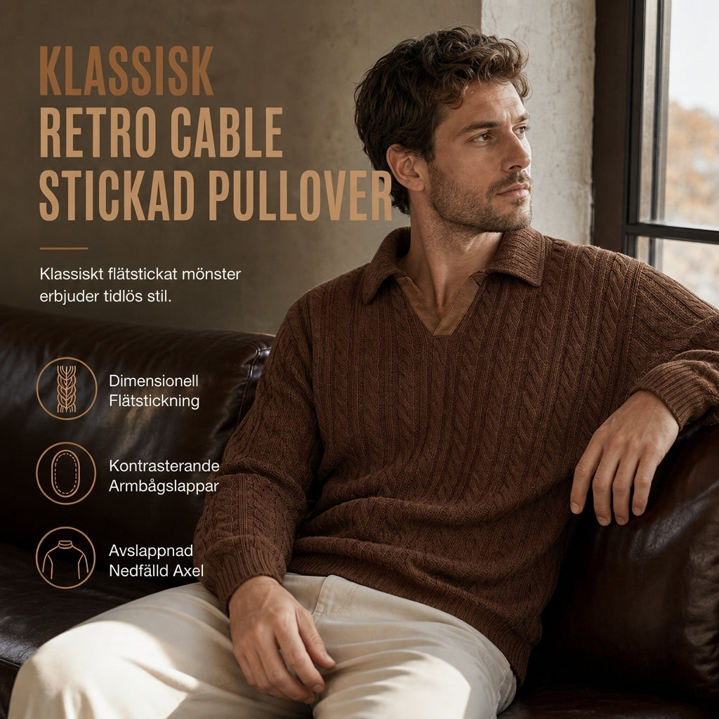 🍂Bästsäljande höstnyheter|Herrtröja i Kabelstickad Design – Stilren Vardagströja med Mjuk Komfort