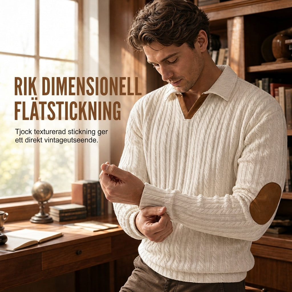 🍂Bästsäljande höstnyheter|Herrtröja i Kabelstickad Design – Stilren Vardagströja med Mjuk Komfort