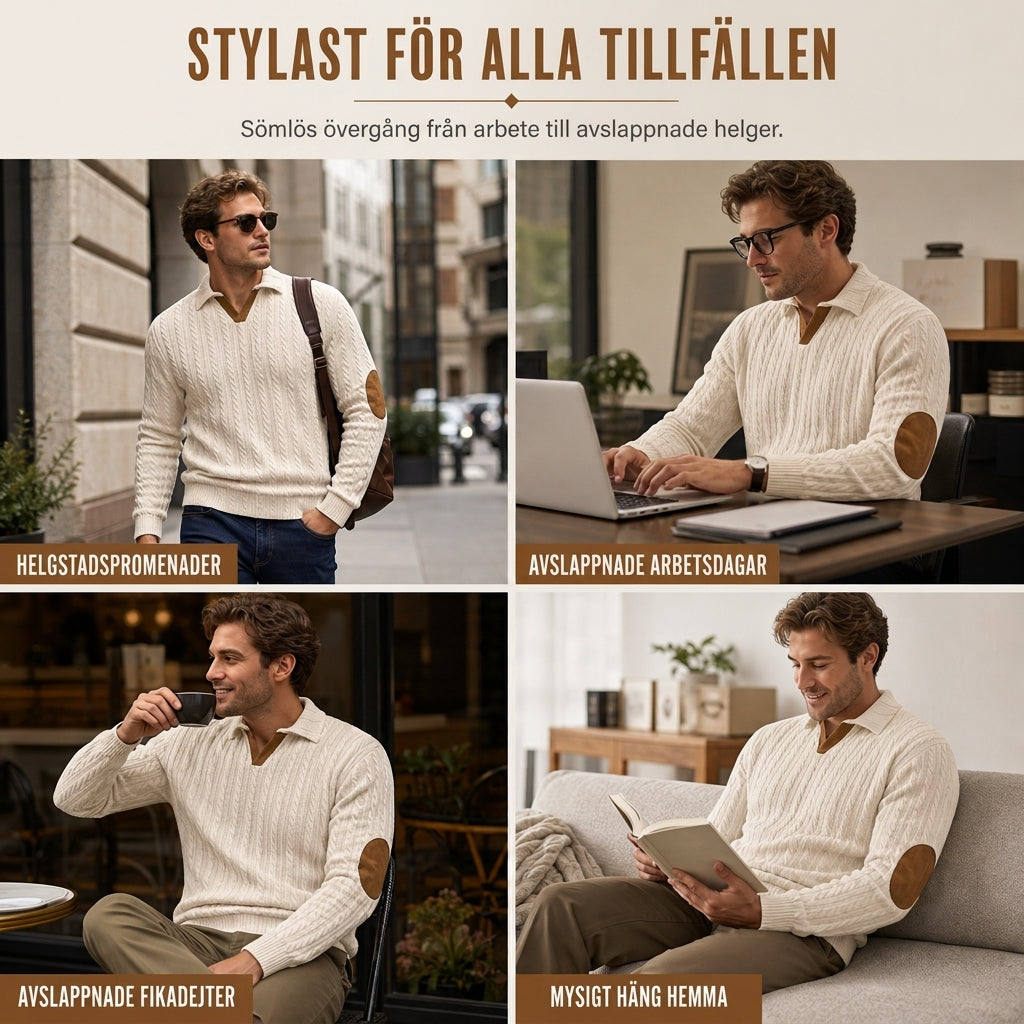 🍂Bästsäljande höstnyheter|Herrtröja i Kabelstickad Design – Stilren Vardagströja med Mjuk Komfort