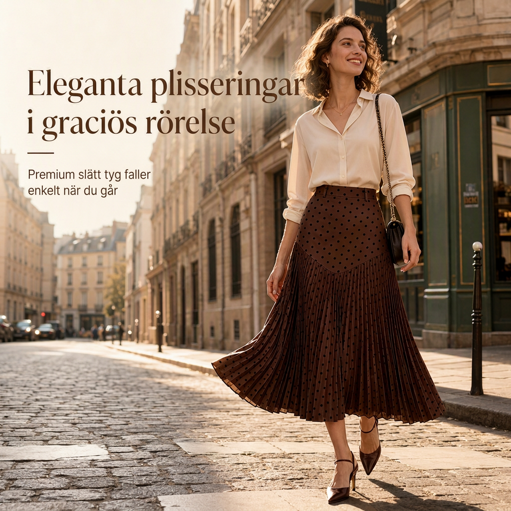🌸 Ny kollektion ✨Tidlös Midikjol Dam – Plisserad Design med Smickrande Hög Midja
