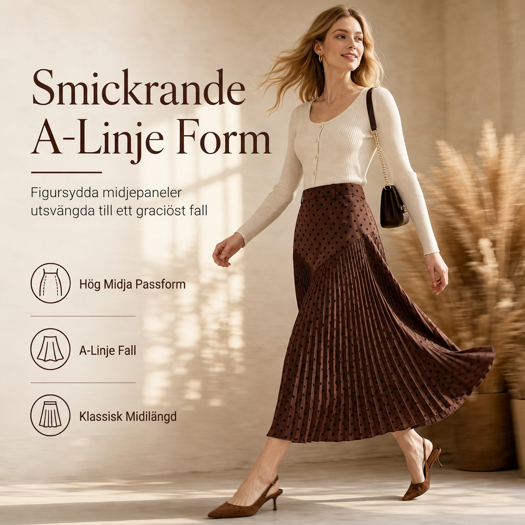 🌸 Ny kollektion ✨Tidlös Midikjol Dam – Plisserad Design med Smickrande Hög Midja