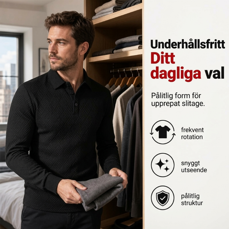 Herrs tröja med textur, långärmad och lätt