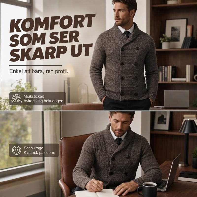 Bekväm Stickad Herrkofta – Mjuk Komfort och Elegant Design för Kalla Dagar