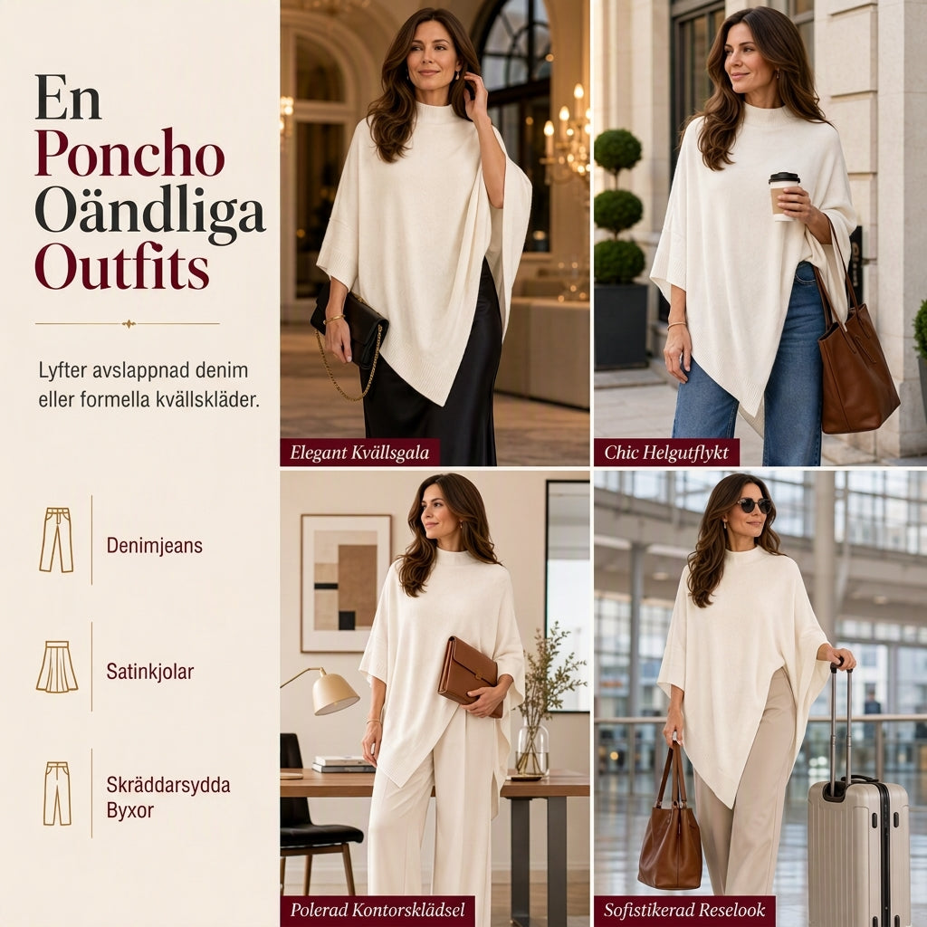 🍂Elegant Stickad Poncho för Dam – Mjuk Komfort & Tidlös Stil för Hösten