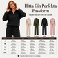 Set för kvinnor: sweatshirt med halv dragkedja och vida byxor