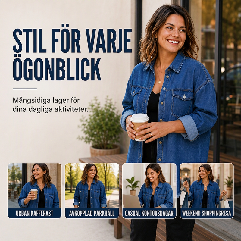 Nyhet✨|Bekväm Jeansjacka för Kvinnor – Mjuk Tvättad Denim med Avslappnad Siluett