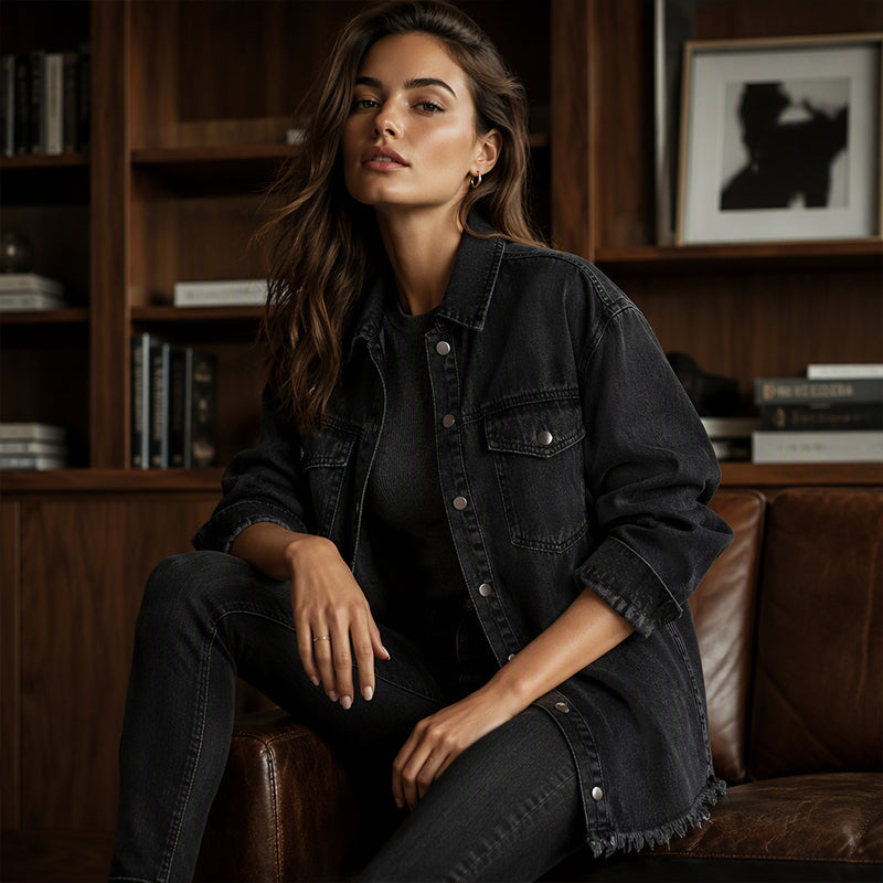 Nyhet✨|Bekväm Jeansjacka för Kvinnor – Mjuk Tvättad Denim med Avslappnad Siluett
