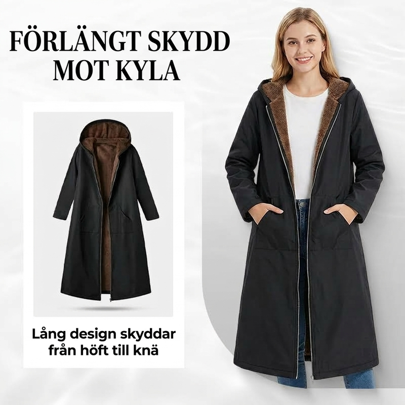 🍂Nya höstnyheter|Premium Damkappa med Huva – Stilren Lång Design för Höst & Vinter