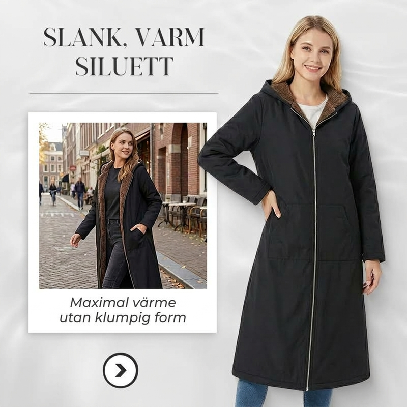 🍂Nya höstnyheter|Premium Damkappa med Huva – Stilren Lång Design för Höst & Vinter