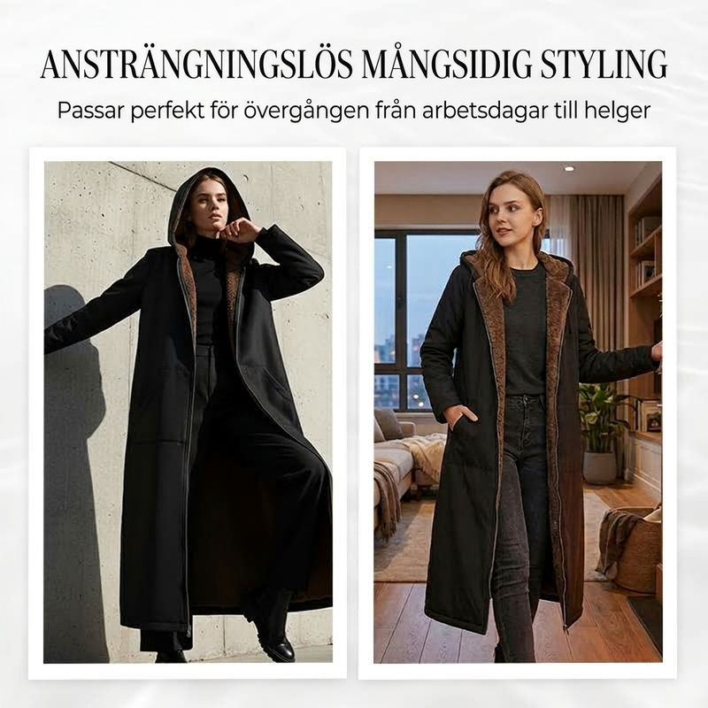 🍂Nya höstnyheter|Premium Damkappa med Huva – Stilren Lång Design för Höst & Vinter