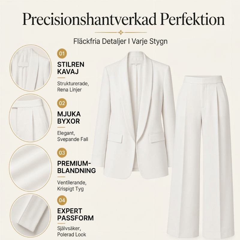 Elegant Kostymset för Dam – Stilren Kavaj & Vida Byxor med Bekväm Passform