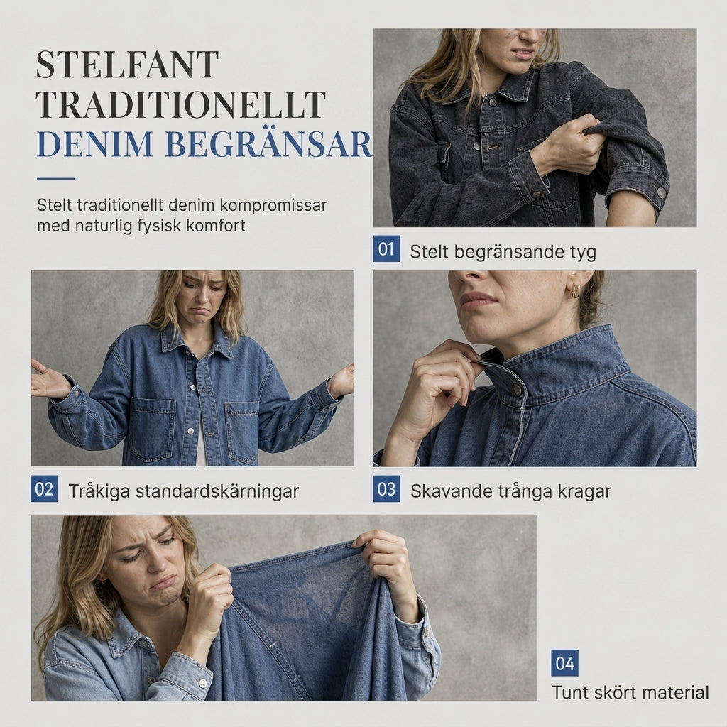 Nyhetserbjudande✨|Modern Denimklänning med Volymärmar – Komfortabel Passform och Elegant Look