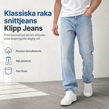 Klassiska Straight Leg Jeans Herr – Bekväm Passform med Tidlös Denimstil