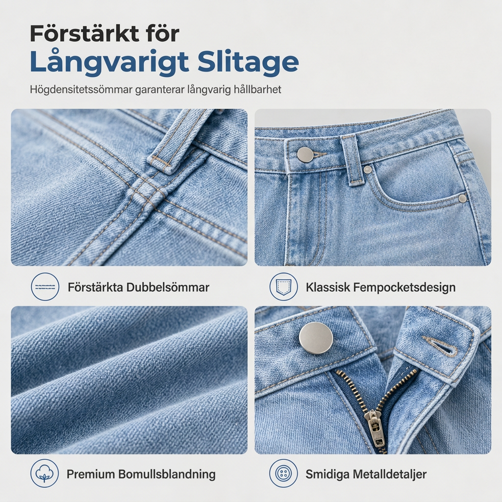 Klassiska Straight Leg Jeans Herr – Bekväm Passform med Tidlös Denimstil