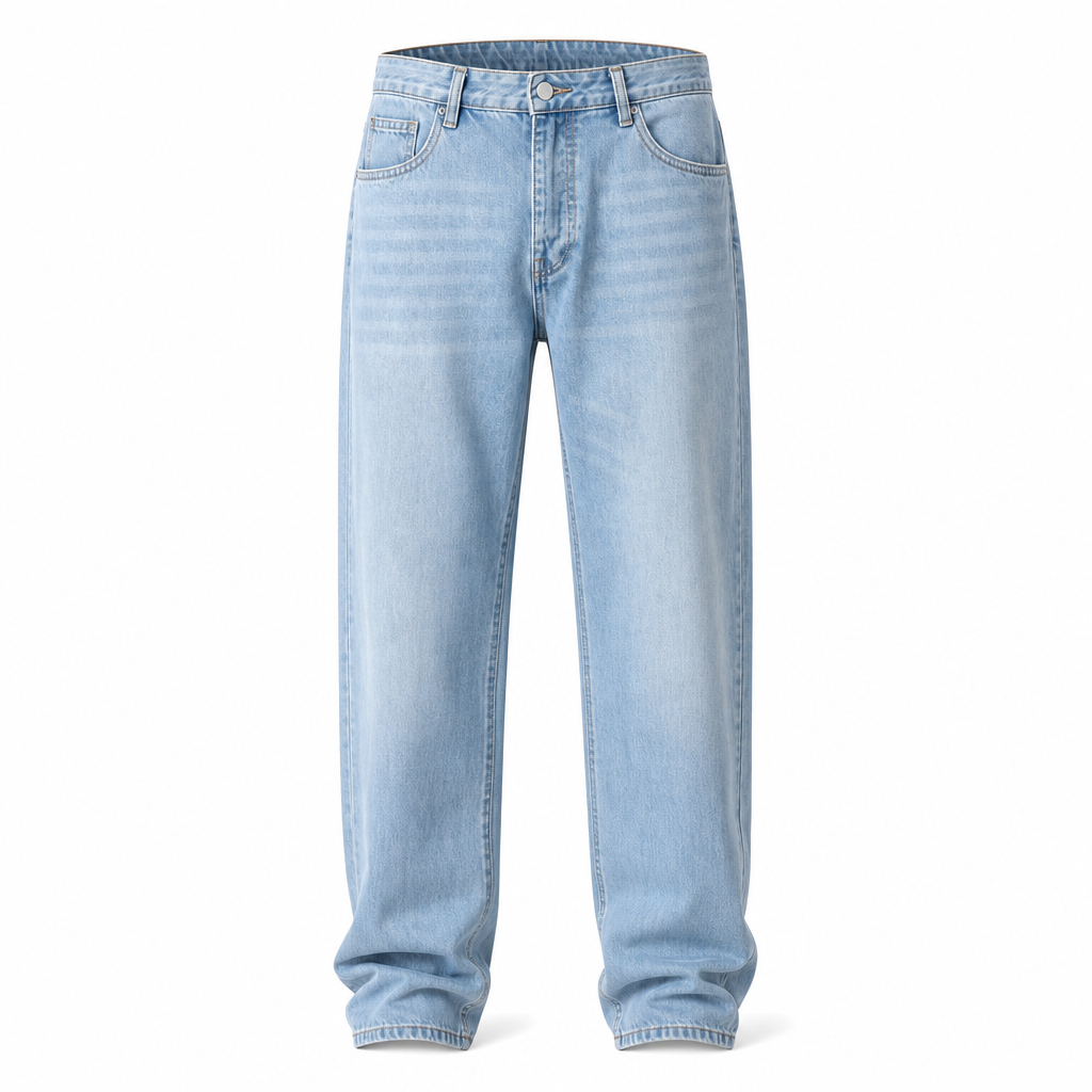 Klassiska Straight Leg Jeans Herr – Bekväm Passform med Tidlös Denimstil