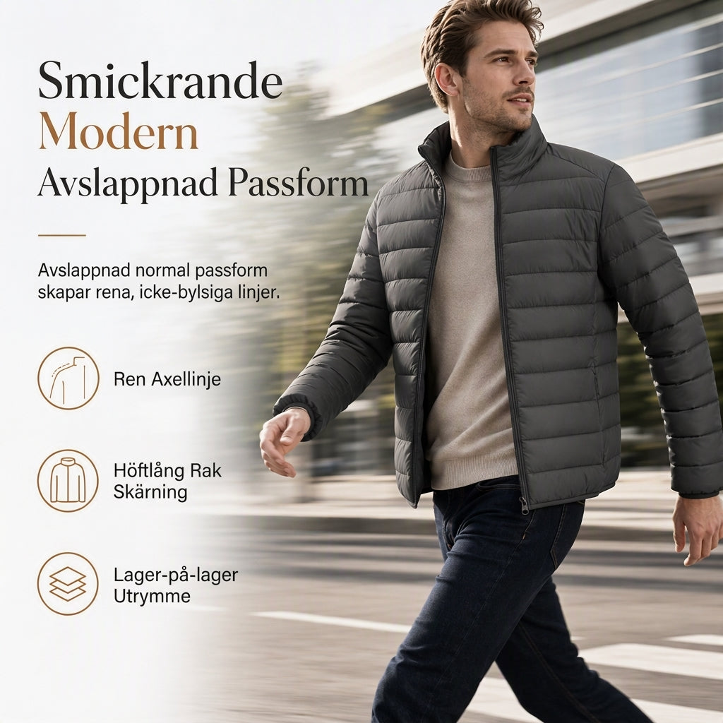 🧥Lätt vadderad vinterkappa med stående krage för män