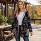 Vintage-kappa med huva och bladmönster för damer