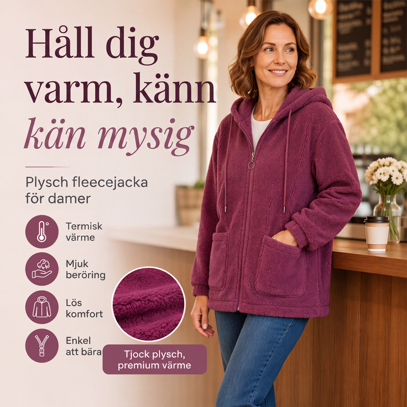 Mysig Fleecejacka Dam med Huva – Varm, Mjuk och Avslappnad Passform