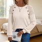 Nyhet✨ 🌸 Elegant Stickad Tröja Dam – Mjuk Komfort med Spetsdetaljer och Feminin Stil