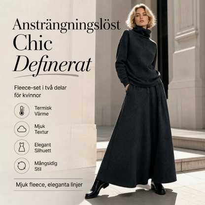 Elegant Stickat Set Dam – Polotröja & Lång Kjol med Bekväm Passform