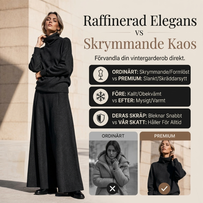 Elegant Stickat Set Dam – Polotröja & Lång Kjol med Bekväm Passform