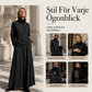 Elegant Stickat Set Dam – Polotröja & Lång Kjol med Bekväm Passform