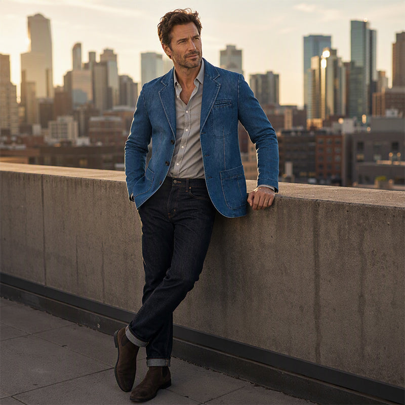 🍂Höstens bästsäljare|Den Perfekta Balansen Mellan Stil & Komfort – Denim Blazer för Män