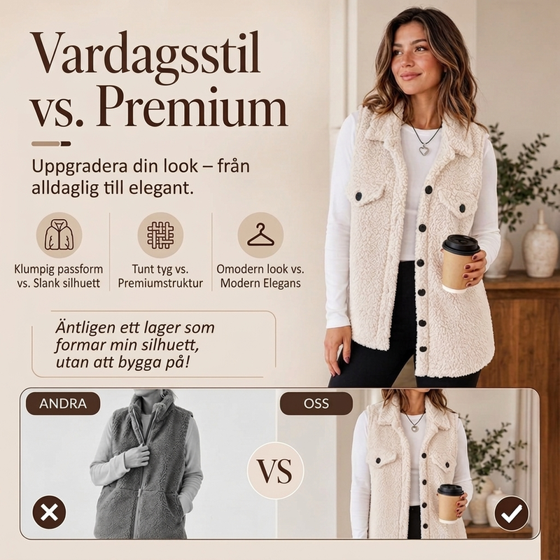 🍂Höstens bästsäljare|Elegant Väst Dam med Slagkrage – Varm & Bekväm Lager-på-Lager Stil