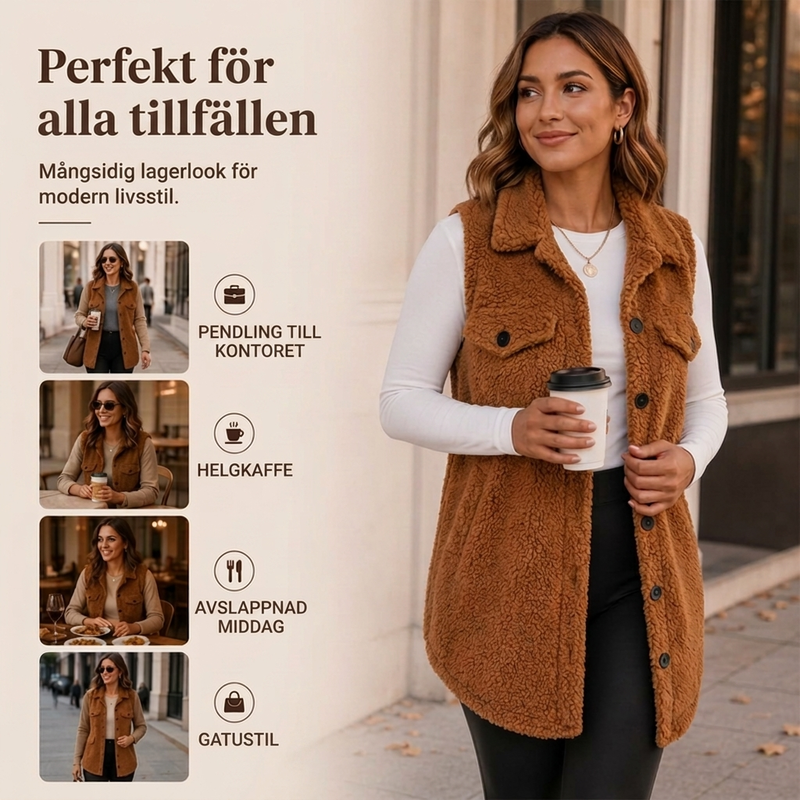 🍂Höstens bästsäljare|Elegant Väst Dam med Slagkrage – Varm & Bekväm Lager-på-Lager Stil