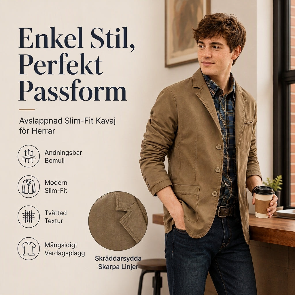 🧥Tidlös Herrkavaj – Elegant Casual Kavaj med Mjuk Bomullskänsla Fri frakt✈️