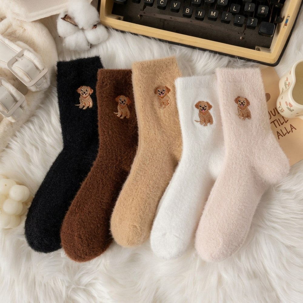 ⏳Tidsbegränsat erbjudande: 50 % rabatt⏰Söta och varma plyschsockor för kvinnor med broderad Highland Cow🐮🧦