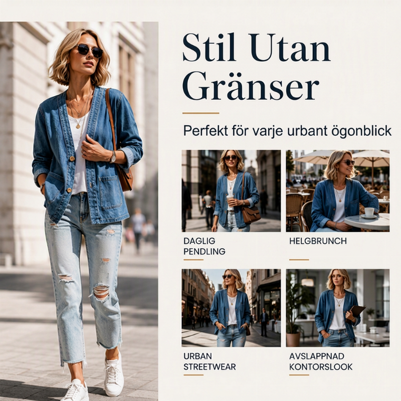Elegant Denimkofta för Kvinnor – V-ringad Oversize Jacka med Mjuk Komfort & Tidlös Stil
