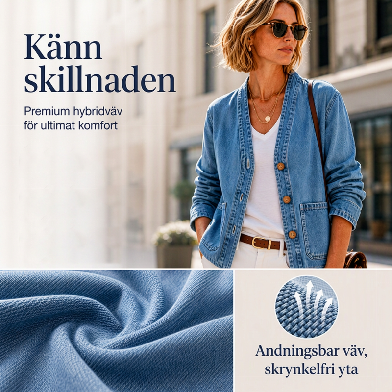 Elegant Denimkofta för Kvinnor – V-ringad Oversize Jacka med Mjuk Komfort & Tidlös Stil
