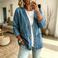 Elegant Denimkofta för Kvinnor – V-ringad Oversize Jacka med Mjuk Komfort & Tidlös Stil