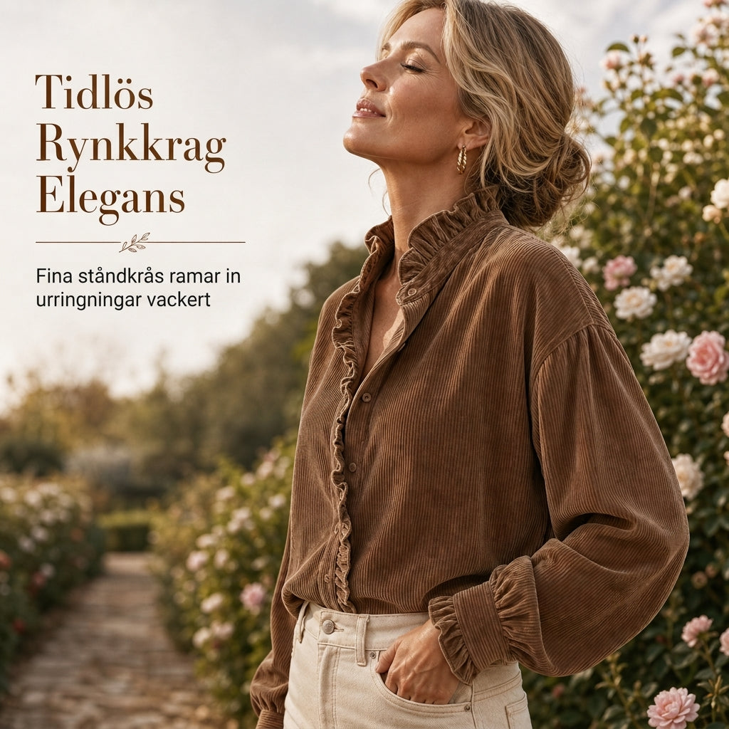 ⏳ Het erbjudande! |Elegant Manchesterblus för Dam – Mjuk Vintage-Inspirerad Skjorta med Volangdetaljer