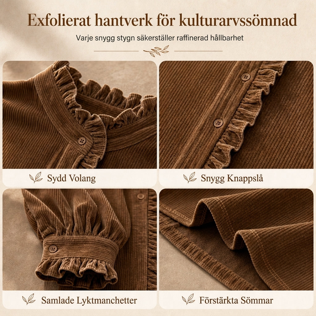 ⏳ Het erbjudande! |Elegant Manchesterblus för Dam – Mjuk Vintage-Inspirerad Skjorta med Volangdetaljer