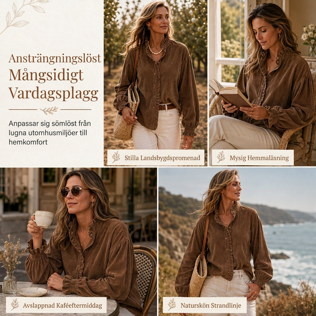 ⏳ Het erbjudande! |Elegant Manchesterblus för Dam – Mjuk Vintage-Inspirerad Skjorta med Volangdetaljer