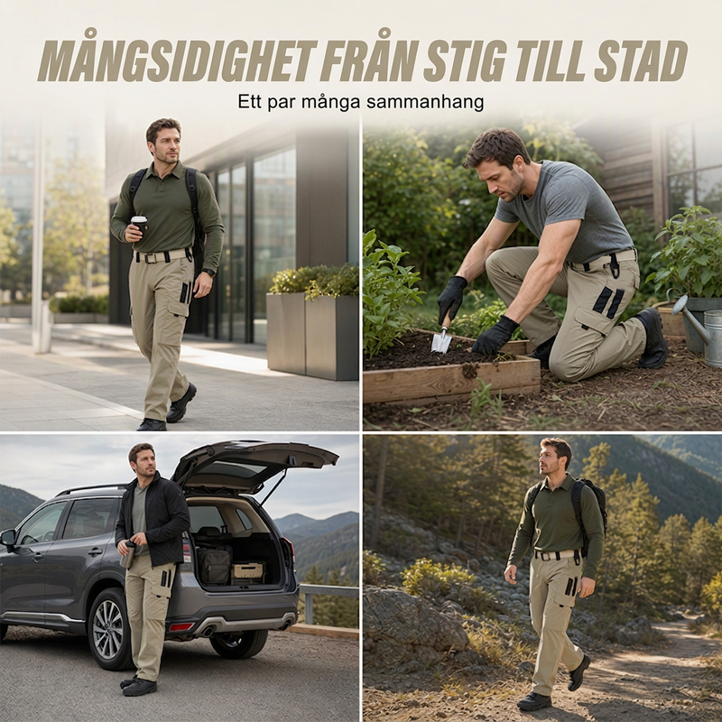 ⛰️Cargobyxor Herr – Praktiska Outdoor Byxor med Flera Fickor och Bekväm Passform