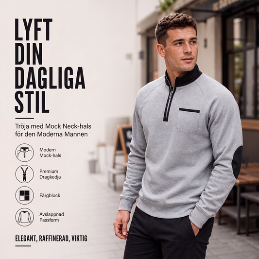 Quarter Zip Tröja Herr – Varm Sweatshirt med Hög Krage och Avslappnad Passform