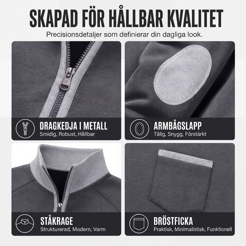 Quarter Zip Tröja Herr – Varm Sweatshirt med Hög Krage och Avslappnad Passform