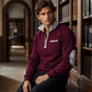 Quarter Zip Tröja Herr – Varm Sweatshirt med Hög Krage och Avslappnad Passform